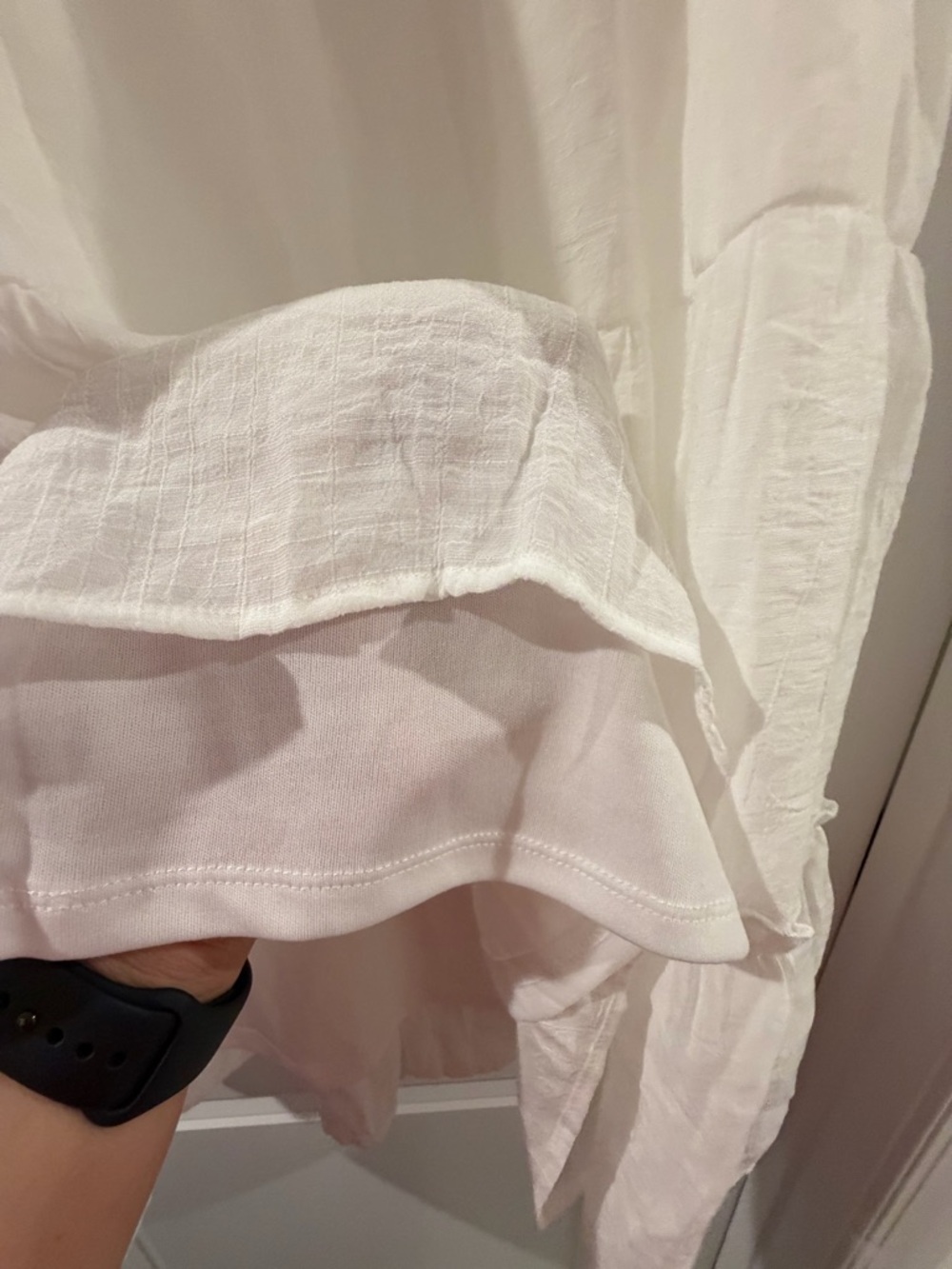 White Ruffle Tiered Cotton Peasant Dress - Picture 5 of 6